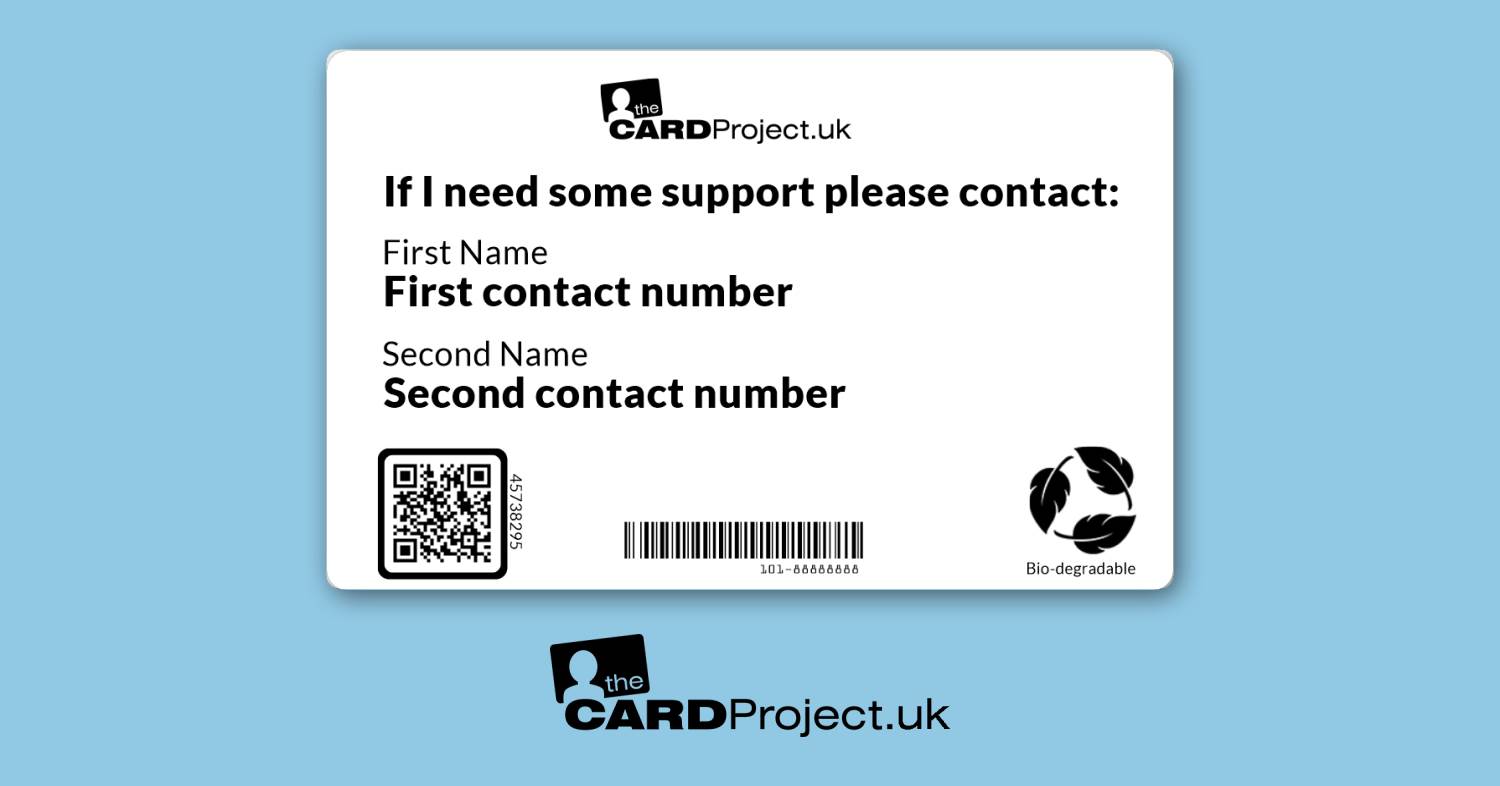 Narcolepsy Awareness Mono Medical ID Alert Card, Sleep Disorder Cataplexy.   (REAR)